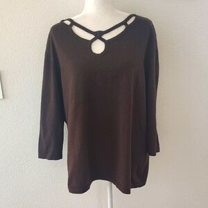 Lane Bryant Brown Cut-Out Blouse Size 22/24